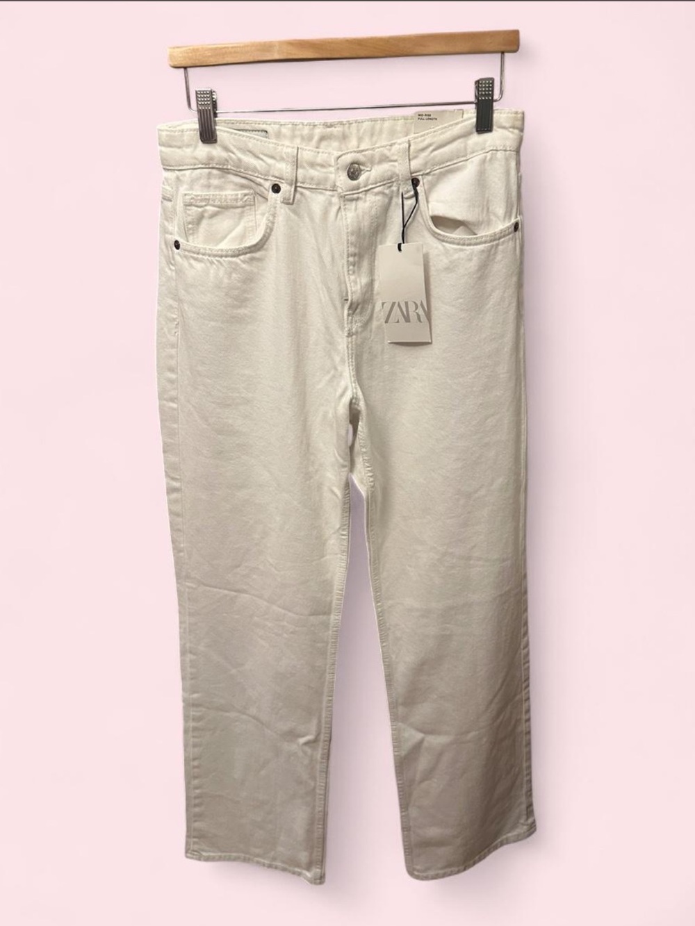 Zara - White Mid-Rise / Wide Leg Jeans